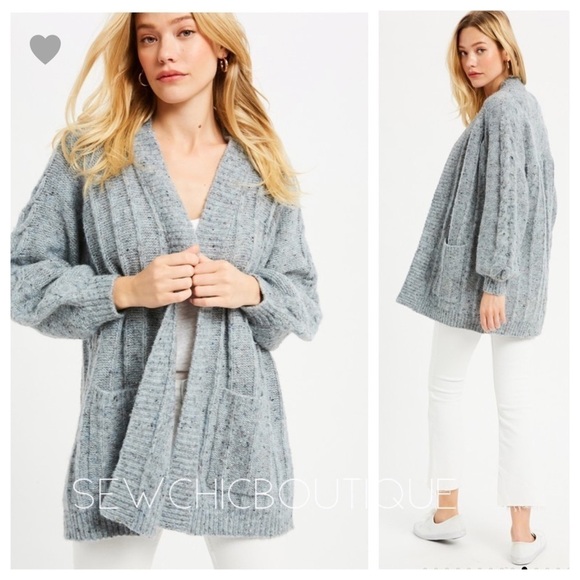 Chunky Cable Knit Open Front Cardigan - Picture 1 of 7